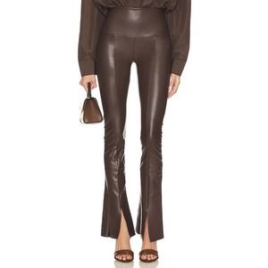 NWT Norma Kamali Vegan Leather Spat Legging Chocolate Brown Flare Medium